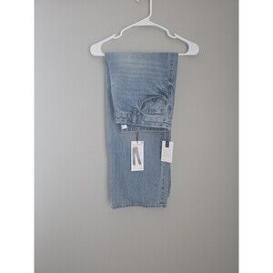 S.O.N.G. Women's 90s Straight Blue Denim Jeans 100% Cotton 5-Pocket Button Zip